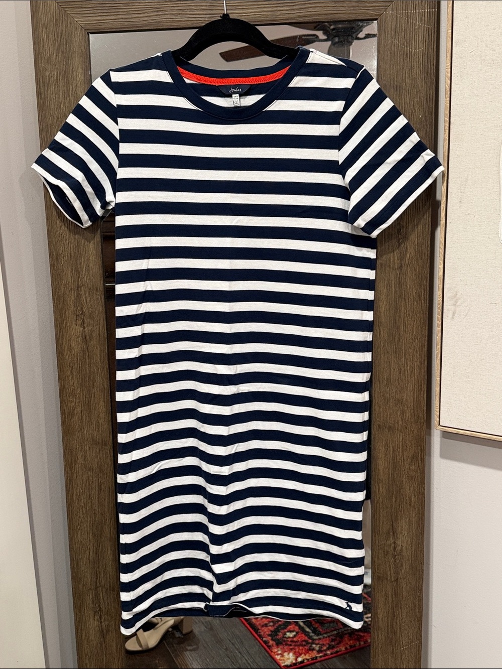 Joules Navy and White Striped Short Sleeve Mini Dress size xs small 2